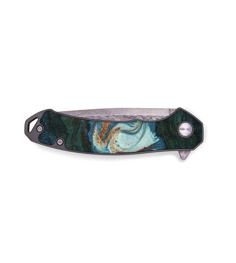 EDC Wood Pocket Knife - Kenisha (Teal & Gold, 747786)