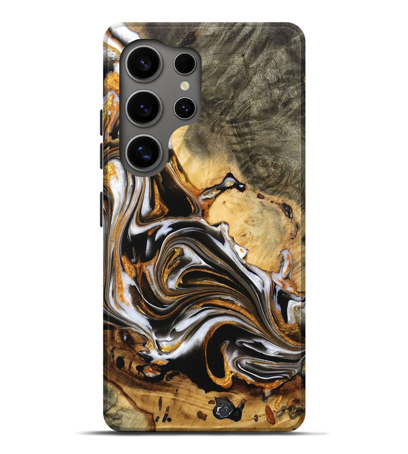 Galaxy S25 Ultra Wood Live Edge Phone Case - Tatiana (Black & White, 747810)