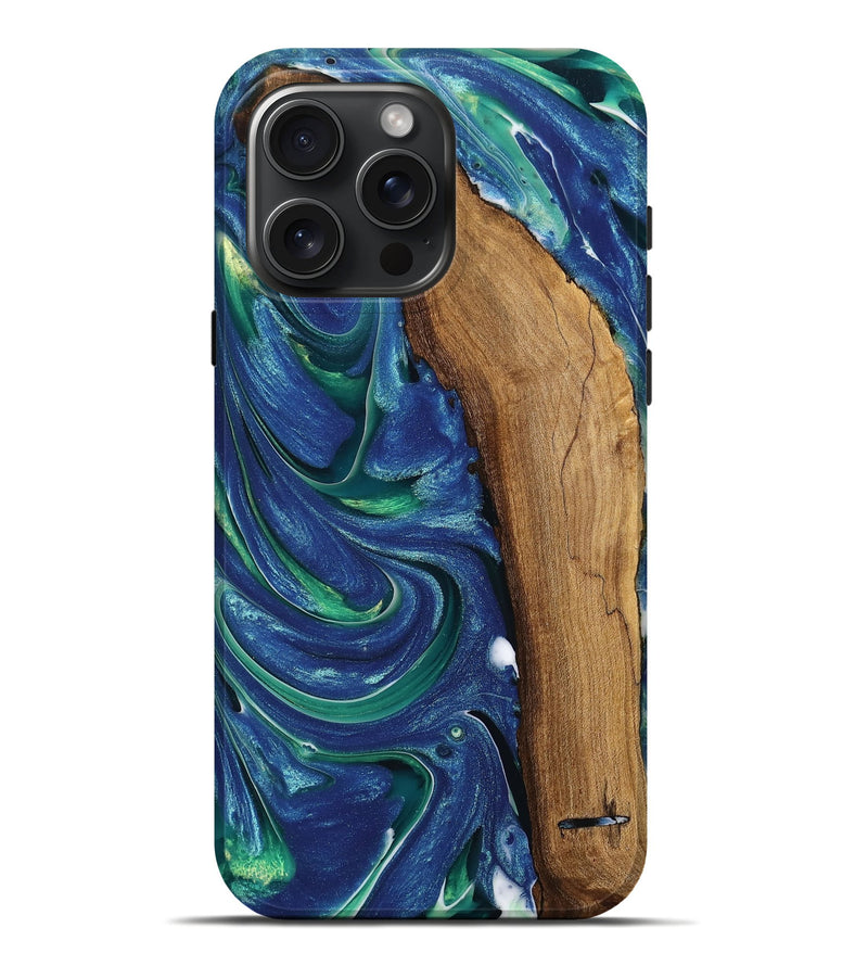 iPhone 16 Pro Max Wood Live Edge Phone Case - Golda (Blue, 747814)