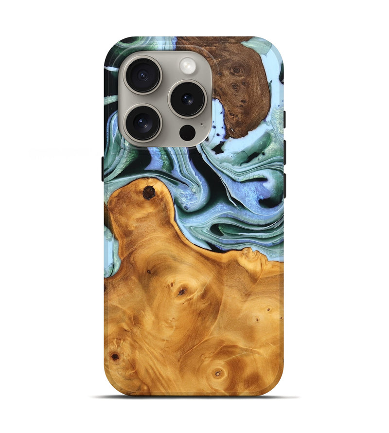 iPhone 16 Pro Wood Live Edge Phone Case - Wilma (Green, 747824)
