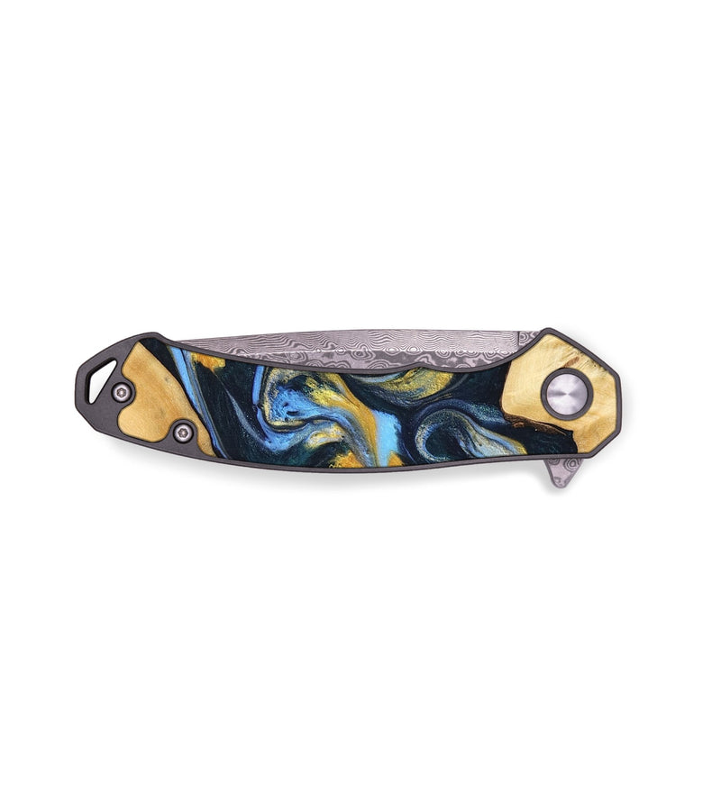 EDC Wood Pocket Knife - Flynn (Teal & Gold, 747851)