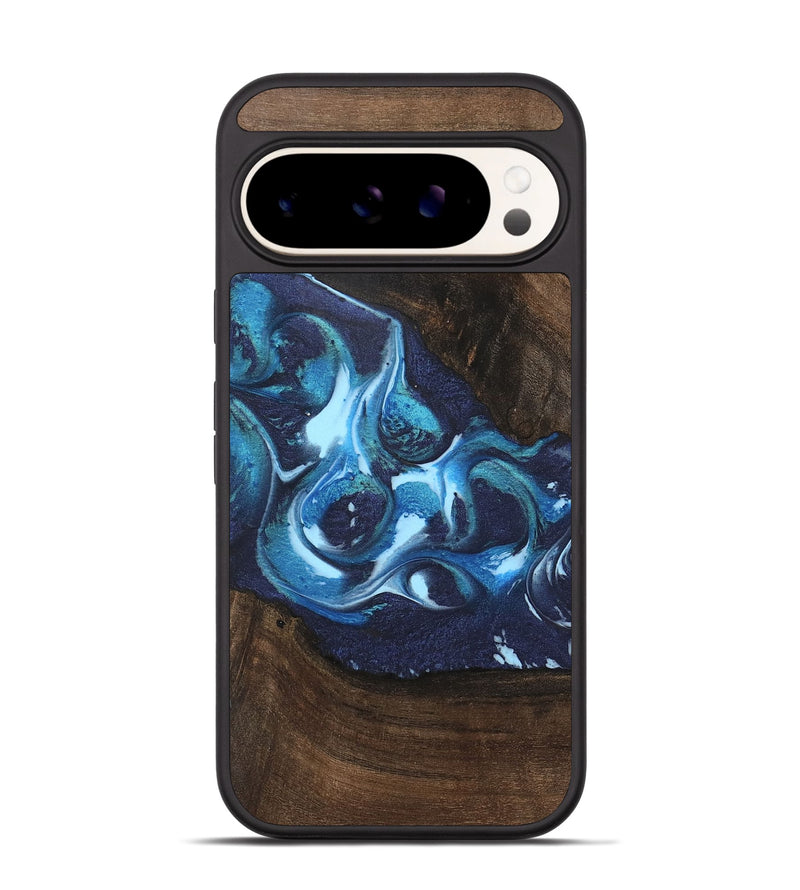 Pixel 9 Wood Phone Case - Pansy (Blue, 748097)