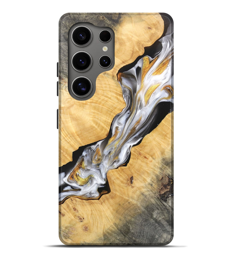 Galaxy S25 Ultra Wood Live Edge Phone Case - Justina (Black & White, 748106)