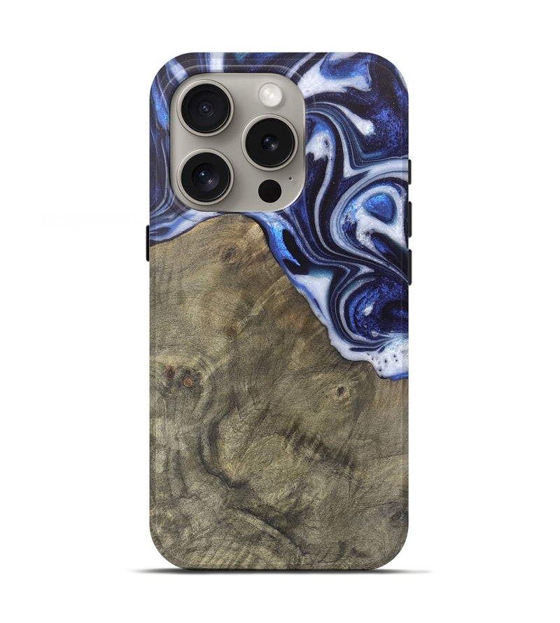 iPhone 16 Pro Wood Live Edge Phone Case - Harding (Blue, 748121)