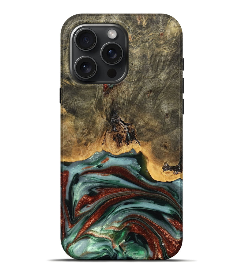 iPhone 16 Pro Max Wood Live Edge Phone Case - Elsie (Green, 748413)