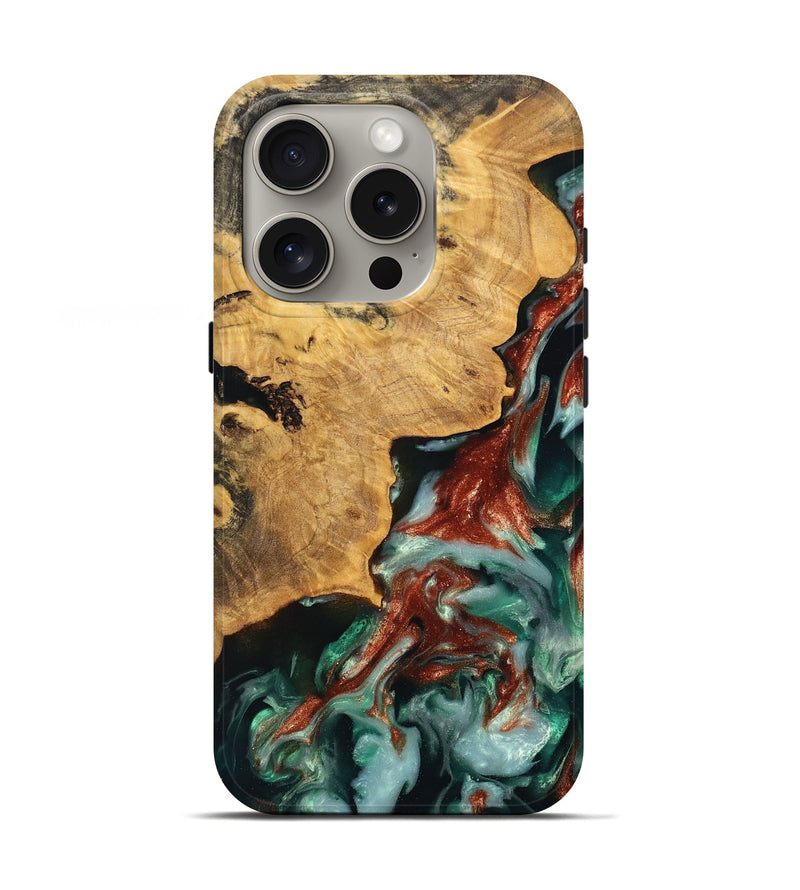 iPhone 16 Pro Wood Live Edge Phone Case - Zelda (Green, 748415)