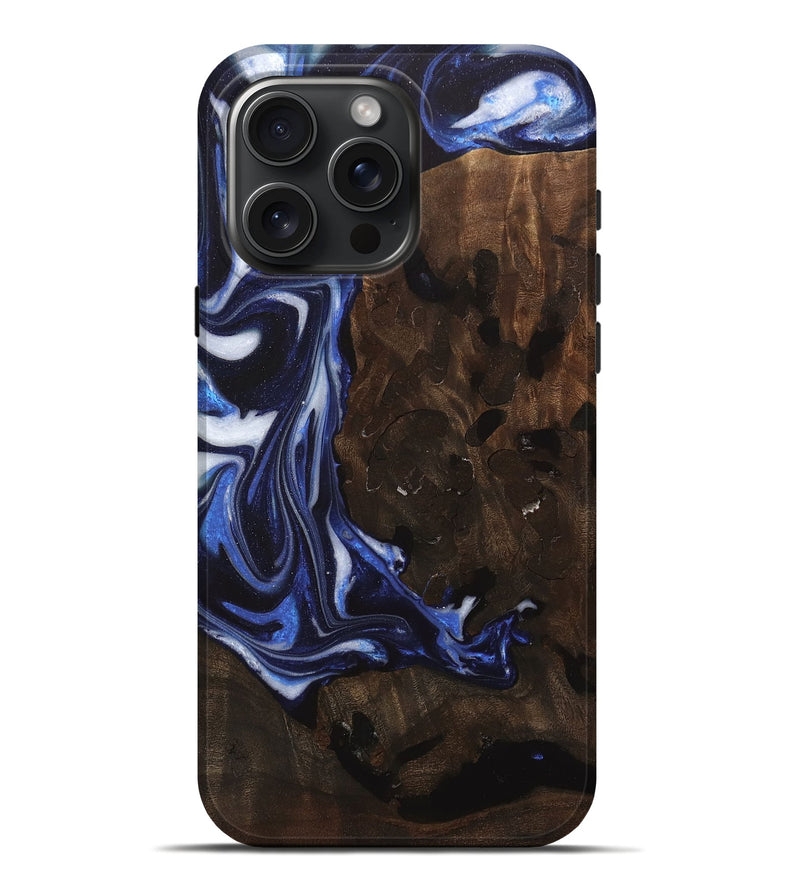 iPhone 16 Pro Max Wood Live Edge Phone Case - Bailee (Blue, 748420)