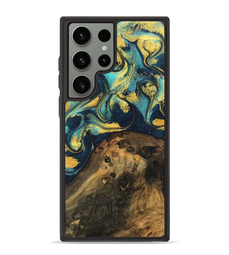 Galaxy S23 Ultra Wood Phone Case - Eden (Teal & Gold, 748539)