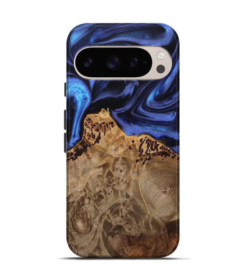 Pixel 9 Pro Wood Live Edge Phone Case - Joann (Blue, 748640)