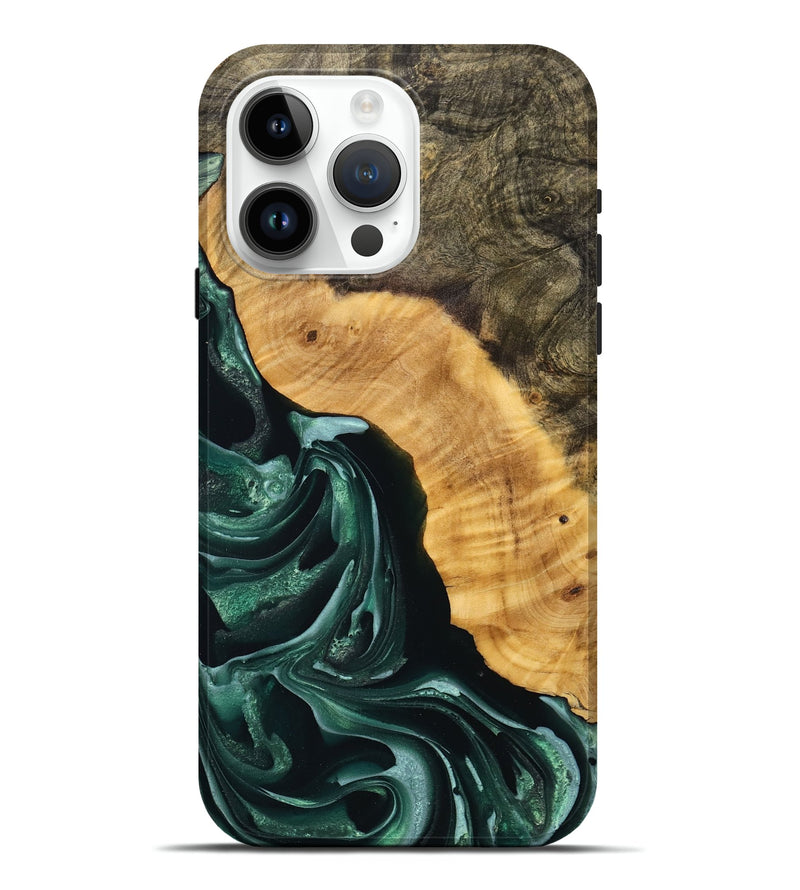 iPhone 15 Pro Max Wood Live Edge Phone Case - Rolando (Green, 748644)