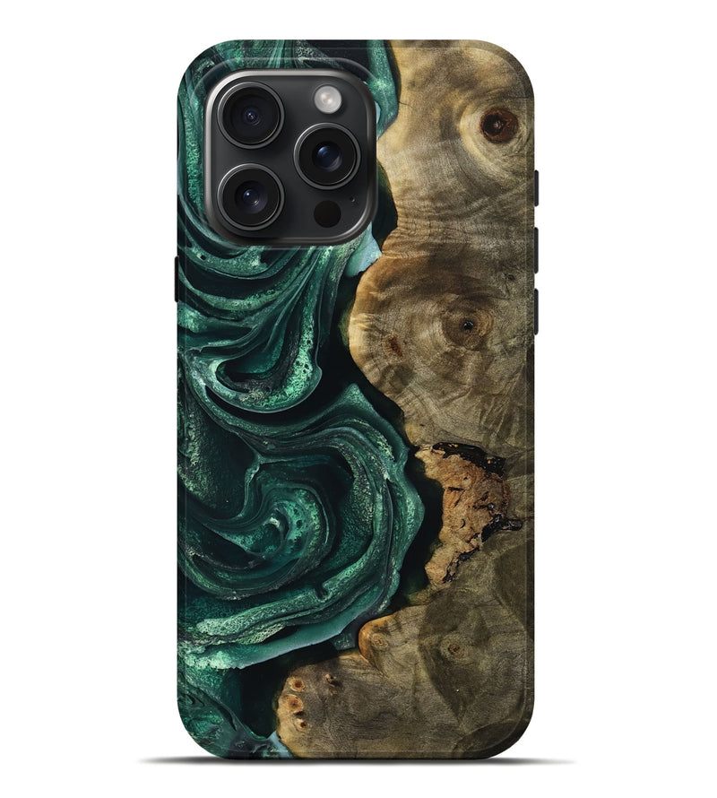 iPhone 16 Pro Max Wood Live Edge Phone Case - Tess (Green, 748645)