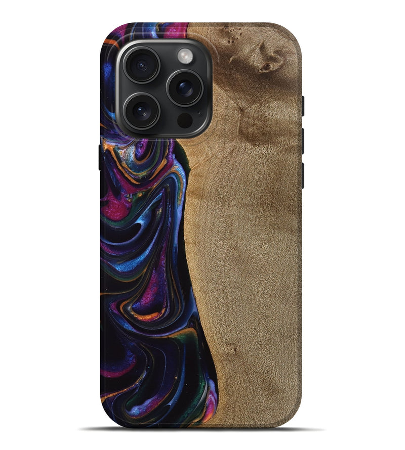 iPhone 16 Pro Max Wood Live Edge Phone Case - Seamus (Blue, 748649)