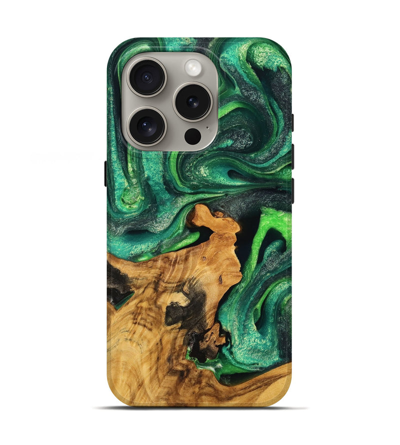 iPhone 16 Pro Wood Live Edge Phone Case - Yusuf (Green, 748674)