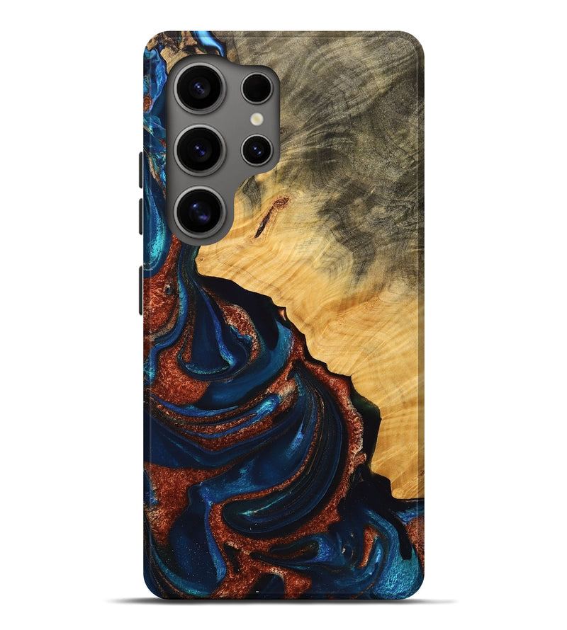 Galaxy S25 Ultra Wood Live Edge Phone Case - Wendy (Teal & Gold, 748685)