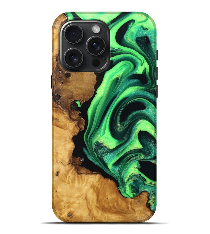 iPhone 16 Pro Max Wood Live Edge Phone Case - Adelia (Green, 748686)