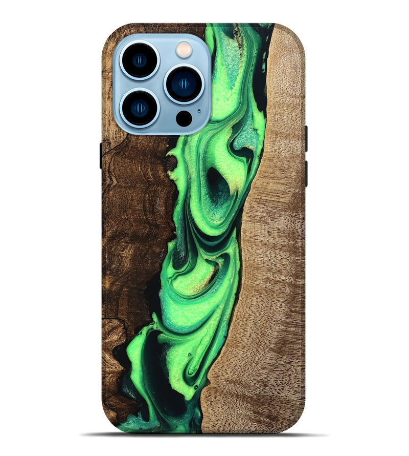 iPhone 14 Pro Max Wood Live Edge Phone Case - Inga (Green, 748687)