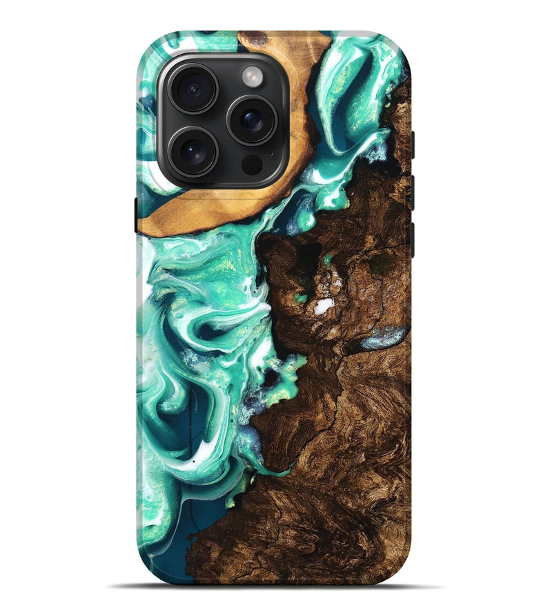 iPhone 16 Pro Max Wood Live Edge Phone Case - Kwame (Green, 748914)