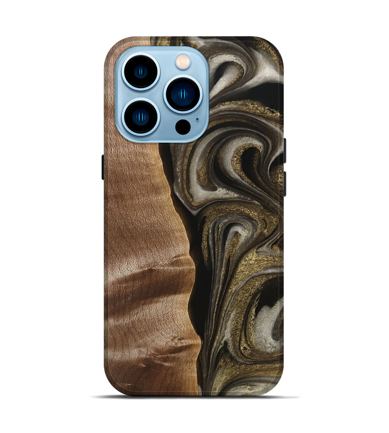 iPhone 14 Pro Wood Live Edge Phone Case - Osiris (Black & White, 748921)