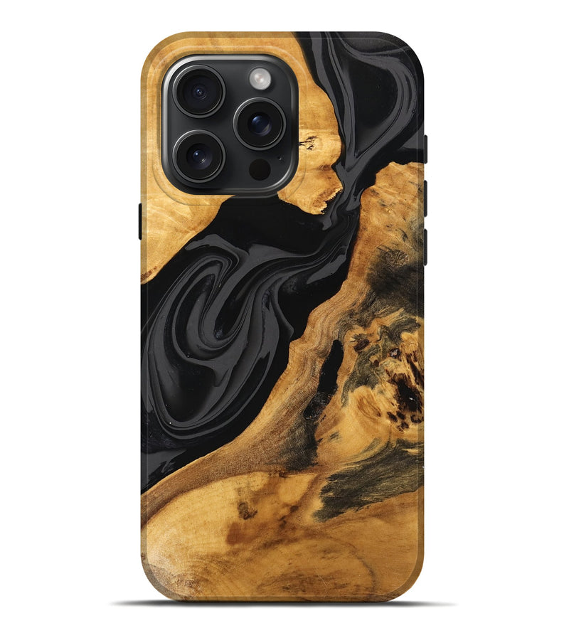 iPhone 16 Pro Max Wood Live Edge Phone Case - Maryjo (Black & White, 748925)