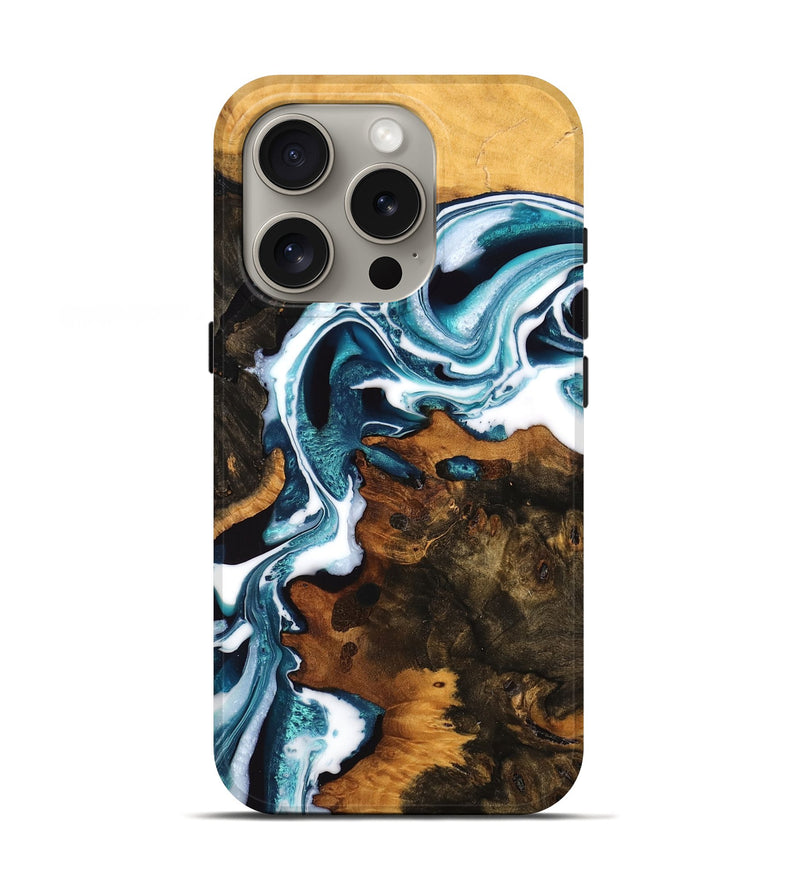 iPhone 16 Pro Wood Live Edge Phone Case - Keenan (Blue, 748926)