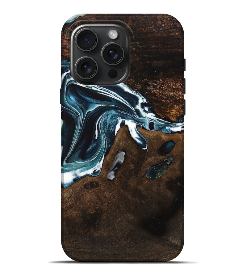 iPhone 16 Pro Max Wood Live Edge Phone Case - Tressa (Blue, 748931)