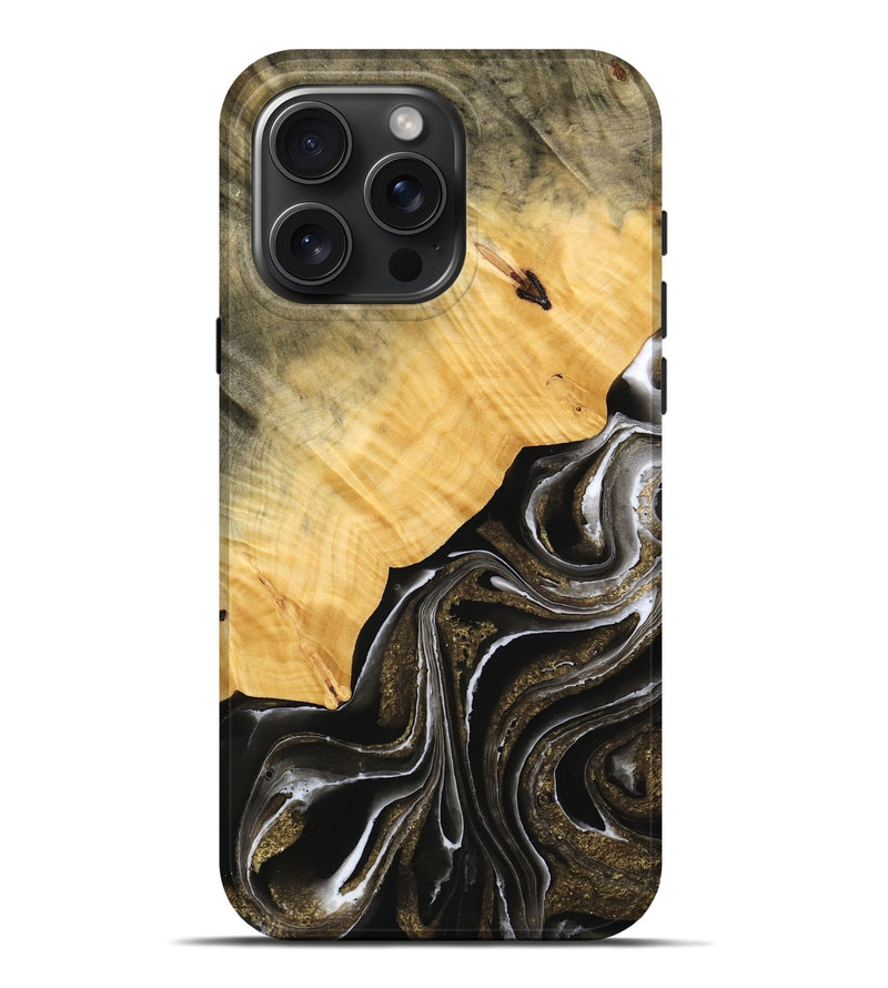 iPhone 16 Pro Max Wood Live Edge Phone Case - Keely (Black & White, 748938)