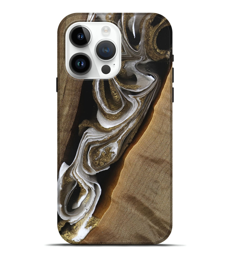 iPhone 15 Pro Max Wood Live Edge Phone Case - Beth (Black & White, 748941)