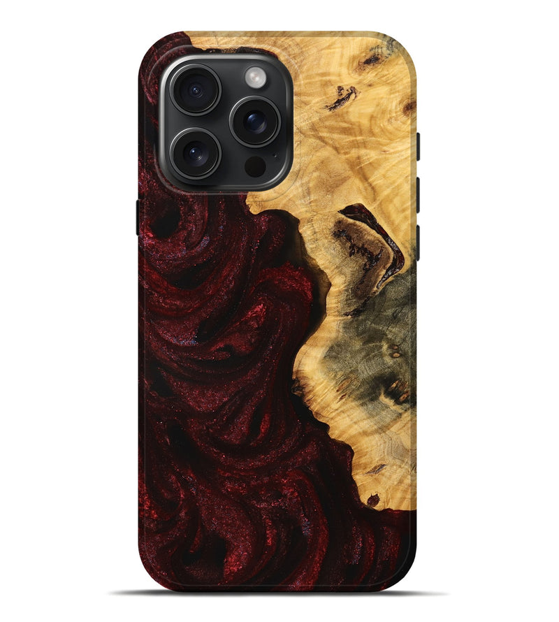 iPhone 16 Pro Max Wood Live Edge Phone Case - Haleigh (Red, 748958)