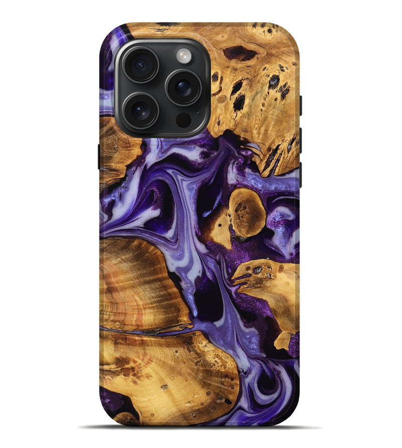 iPhone 16 Pro Max Wood Live Edge Phone Case - Malinda (Purple, 748965)