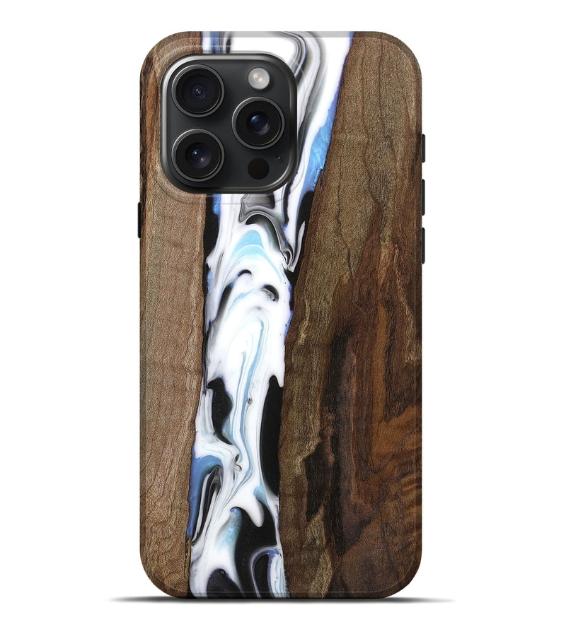 iPhone 16 Pro Max Wood Live Edge Phone Case - Dirk (Black & White, 748971)