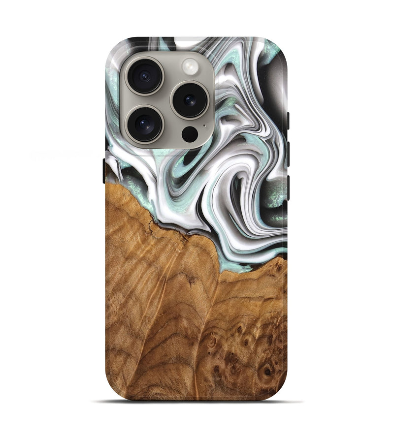 iPhone 16 Pro Wood Live Edge Phone Case - Sincere (Black & White, 748972)
