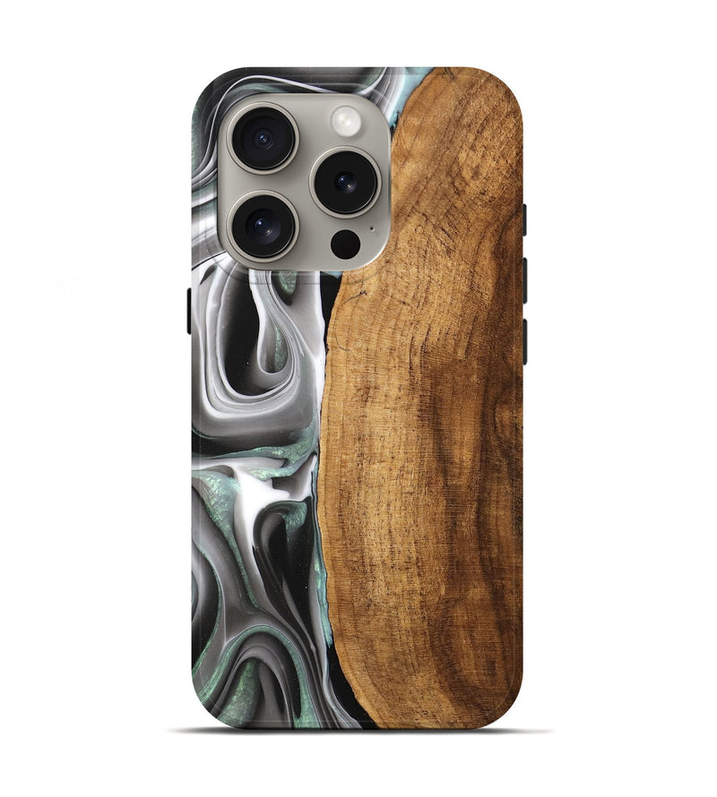 iPhone 16 Pro Wood Live Edge Phone Case - Marilee (Black & White, 748978)