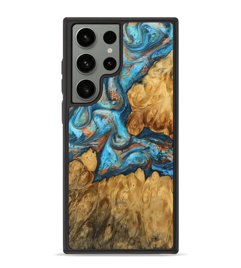 Galaxy S23 Ultra Wood Phone Case - Danna (Teal & Gold, 749124)