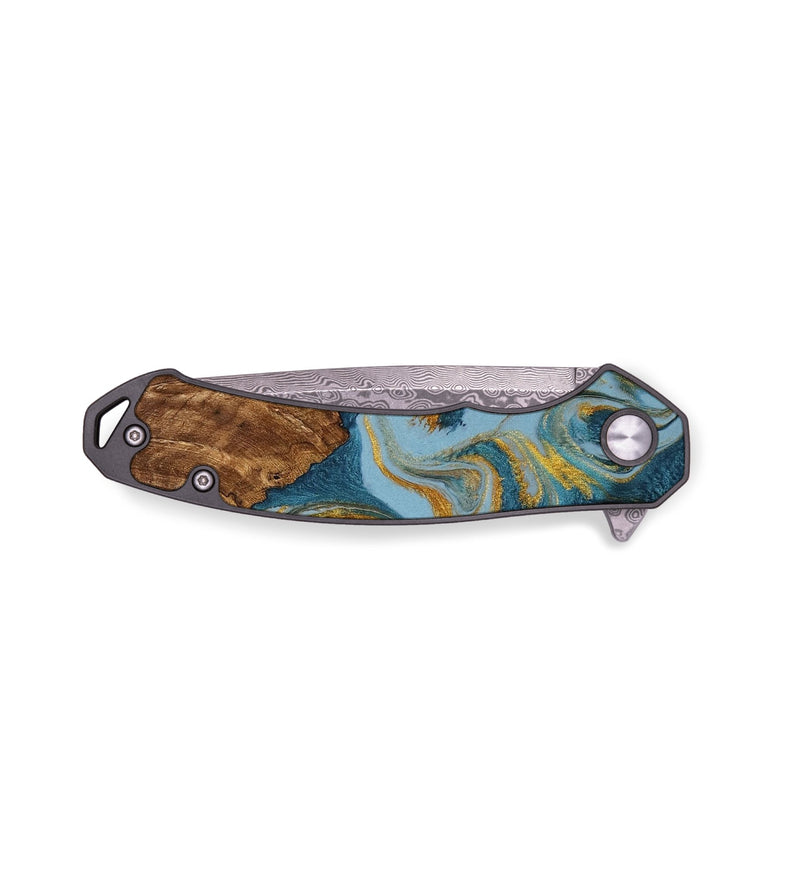 EDC Wood Pocket Knife - Catina (Teal & Gold, 749273)