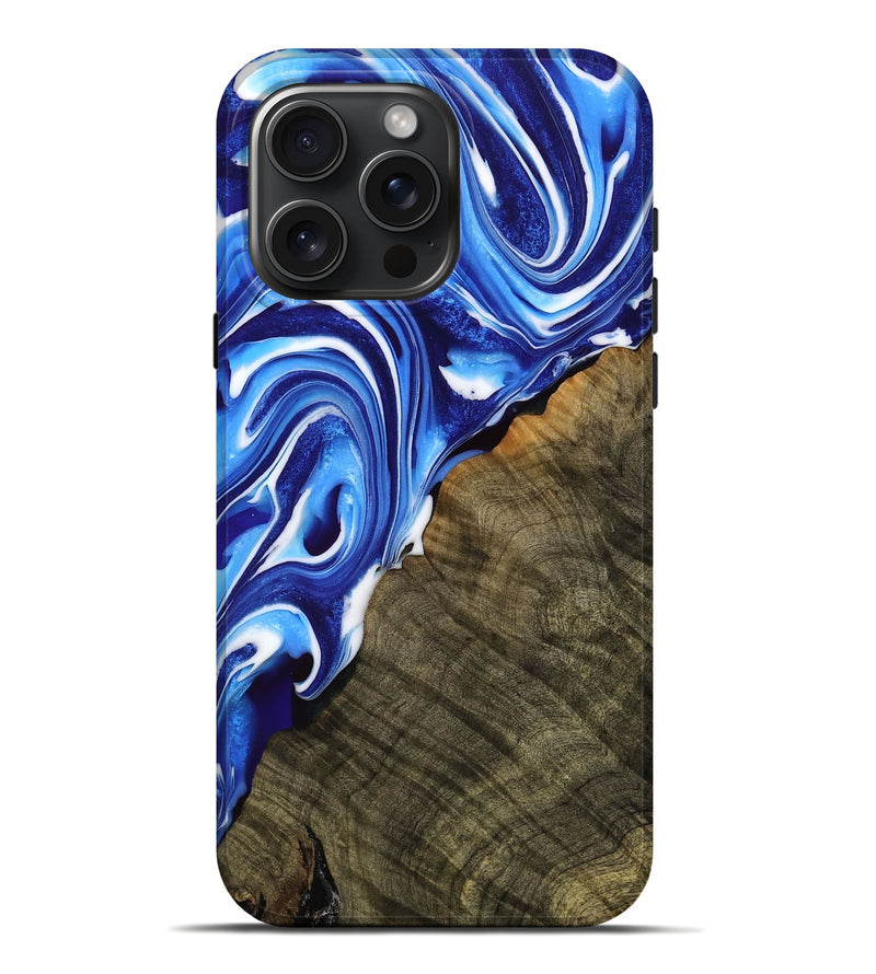 iPhone 16 Pro Max Wood Live Edge Phone Case - Warren (Blue, 749333)