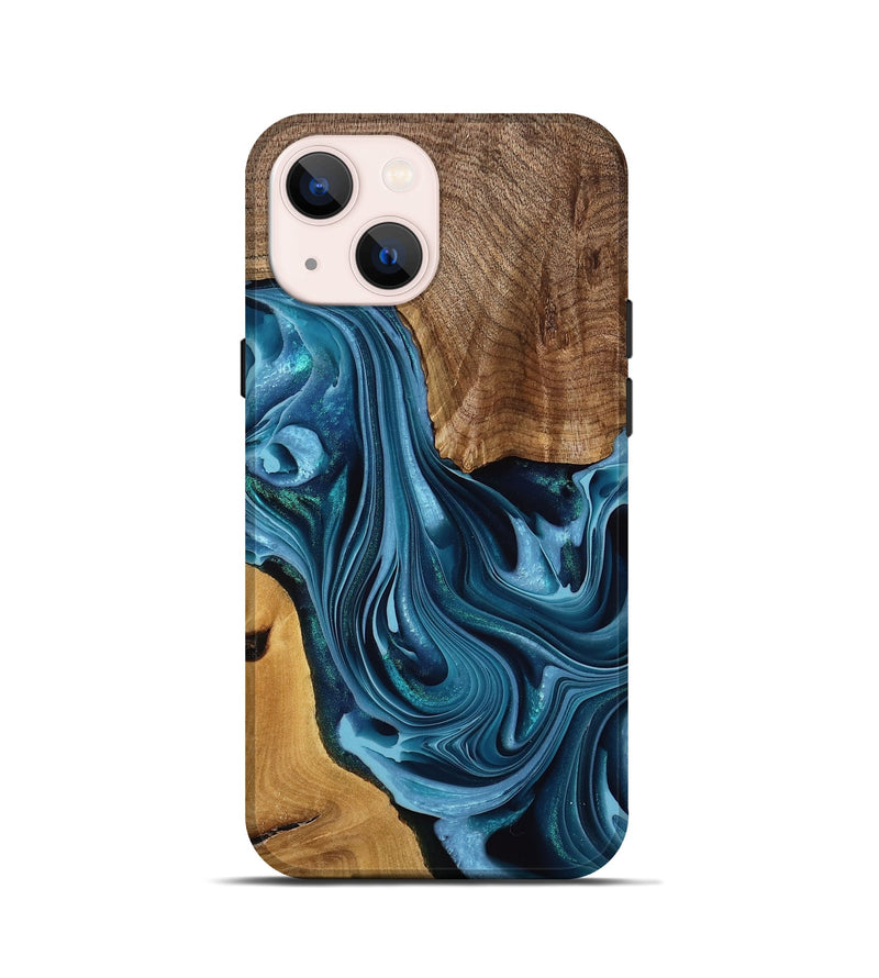 iPhone 13 mini Wood Live Edge Phone Case - Earnest (Blue, 749337)