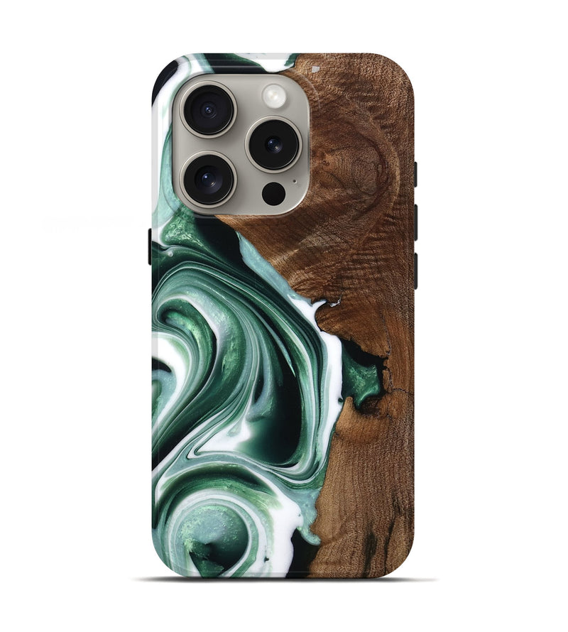 iPhone 16 Pro Wood Live Edge Phone Case - Rhys (Green, 749351)