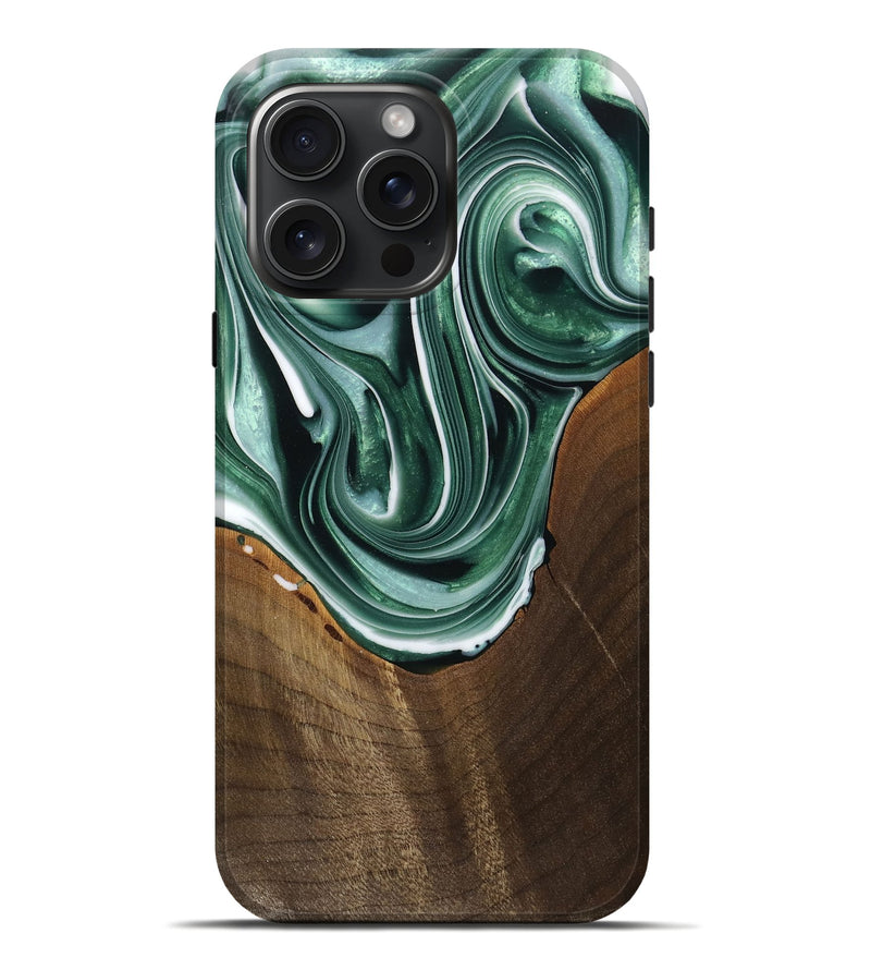 iPhone 16 Pro Max Wood Live Edge Phone Case - Shelbi (Green, 749352)