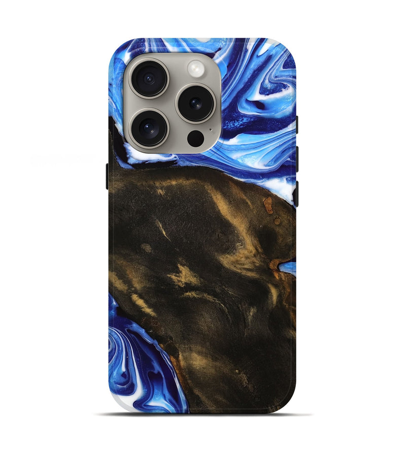iPhone 16 Pro Wood Live Edge Phone Case - Titus (Blue, 749353)