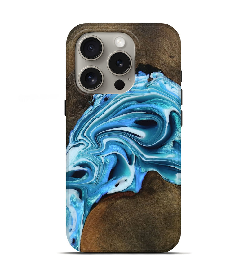 iPhone 16 Pro Wood Live Edge Phone Case - Ami (Blue, 749354)