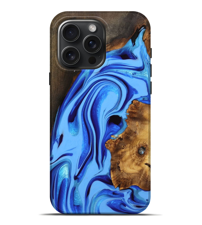 iPhone 16 Pro Max Wood Live Edge Phone Case - Kyan (Blue, 749355)
