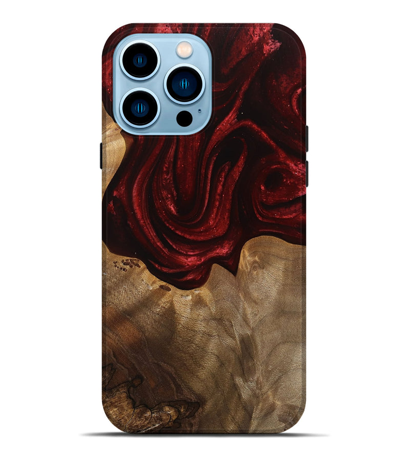 iPhone 14 Pro Max Wood Live Edge Phone Case - Mathias (Red, 749359)