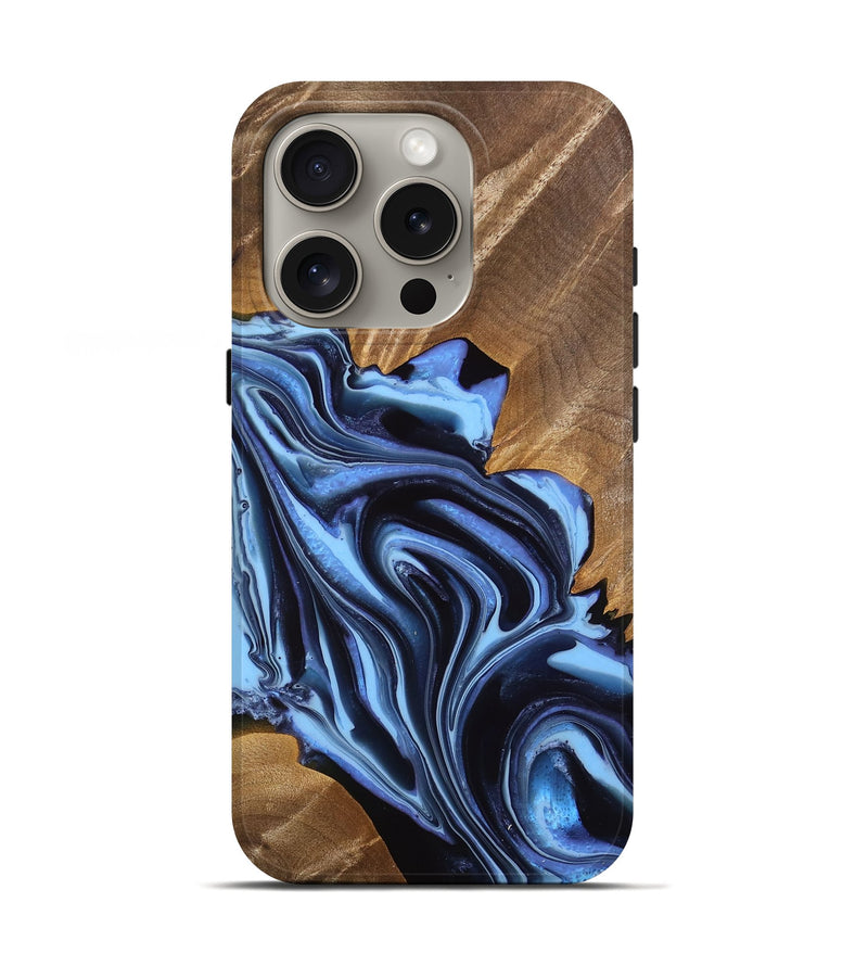 iPhone 16 Pro Wood Live Edge Phone Case - Saint (Blue, 749363)
