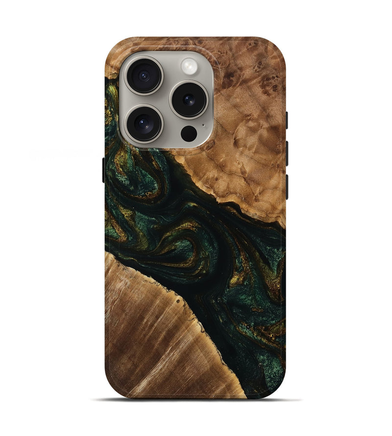 iPhone 16 Pro Wood Live Edge Phone Case - Olen (Green, 749630)