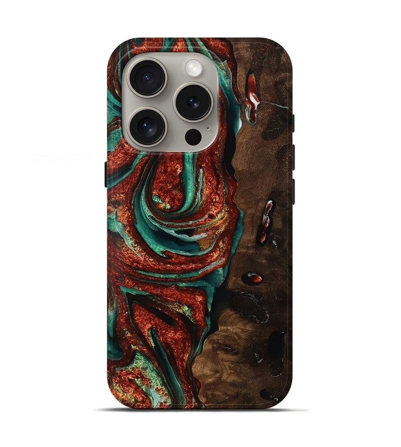 iPhone 16 Pro Wood Live Edge Phone Case - Zayden (Green, 749635)
