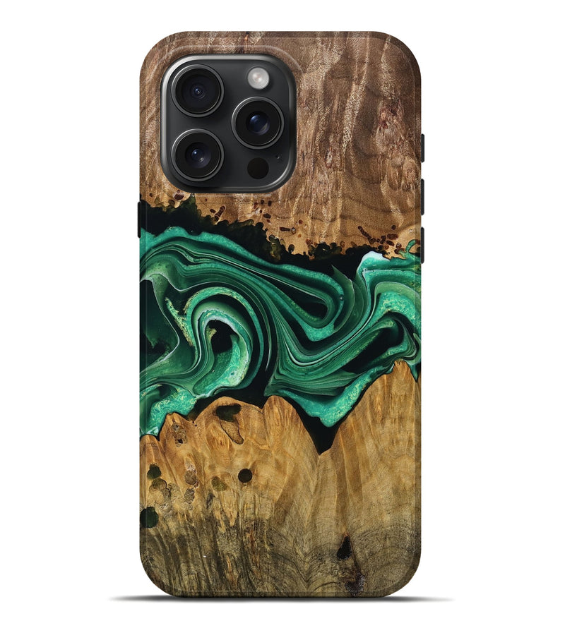 iPhone 16 Pro Max Wood Live Edge Phone Case - Alvaro (Green, 749642)