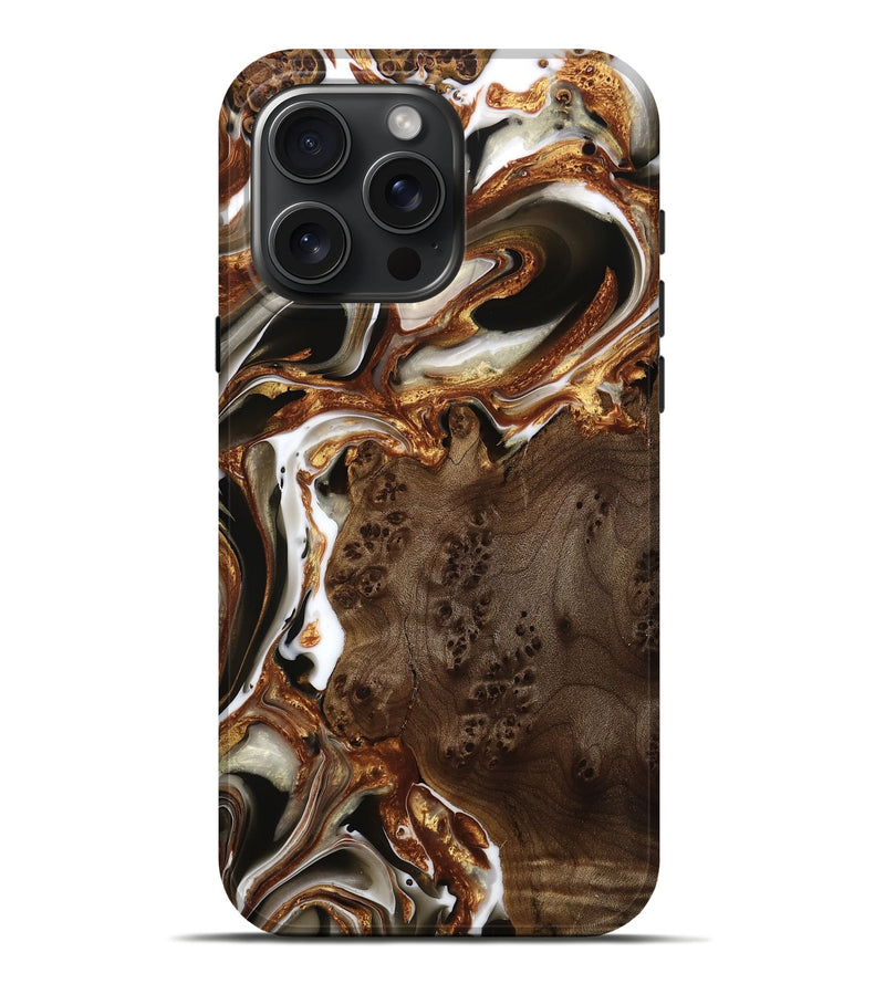 iPhone 16 Pro Max Wood Live Edge Phone Case - Sadye (Black & White, 749919)