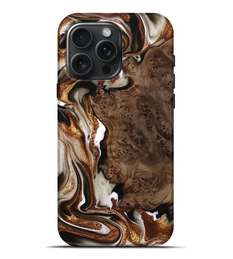 iPhone 16 Pro Max Wood Live Edge Phone Case - Gia (Black & White, 749920)