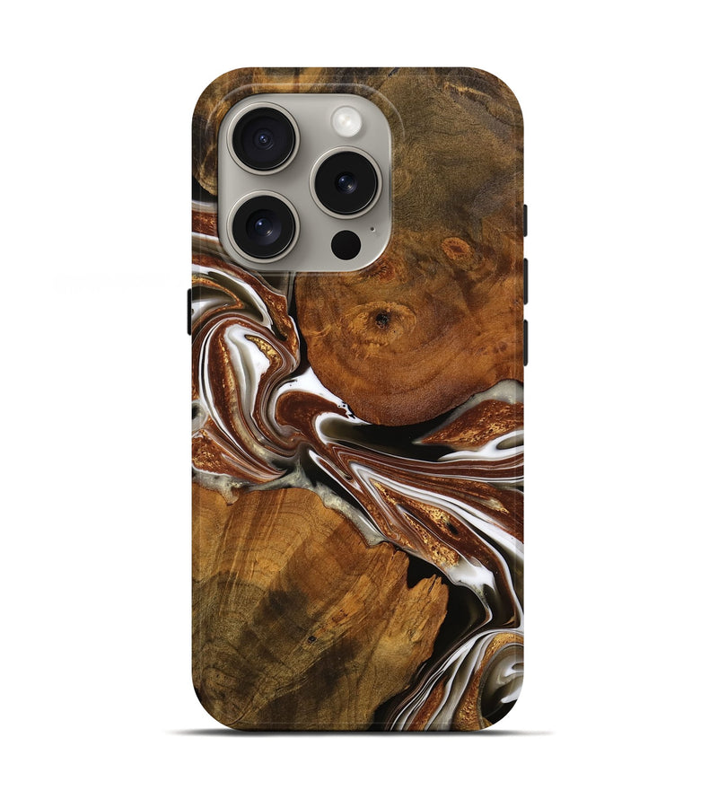 iPhone 16 Pro Wood Live Edge Phone Case - Whitney (Black & White, 749924)