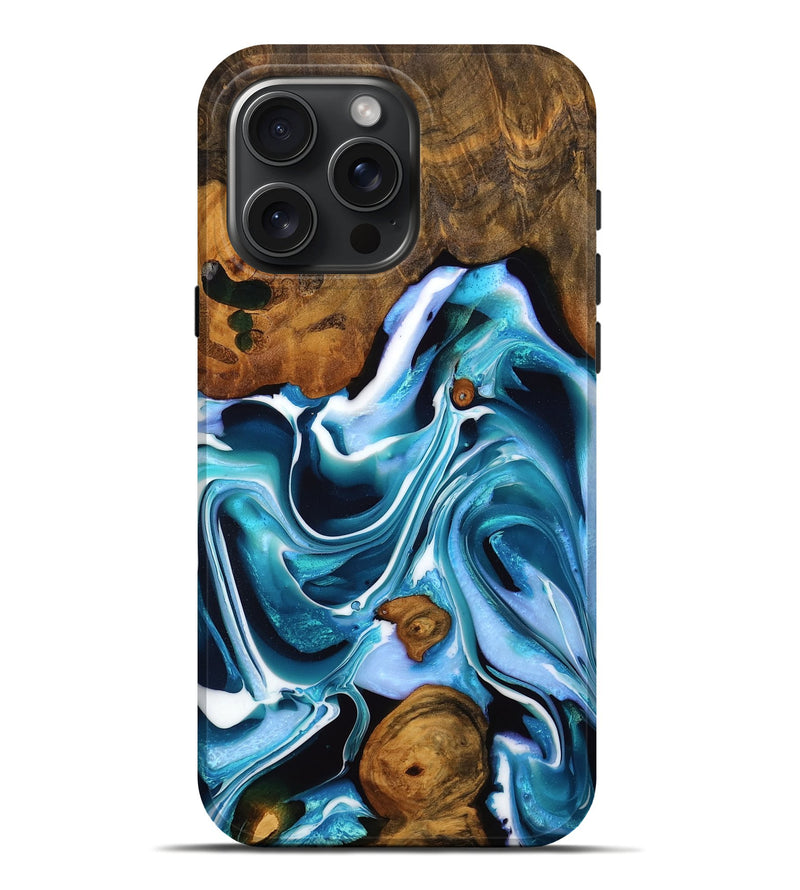 iPhone 16 Pro Max Wood Live Edge Phone Case - Karyn (Blue, 749931)